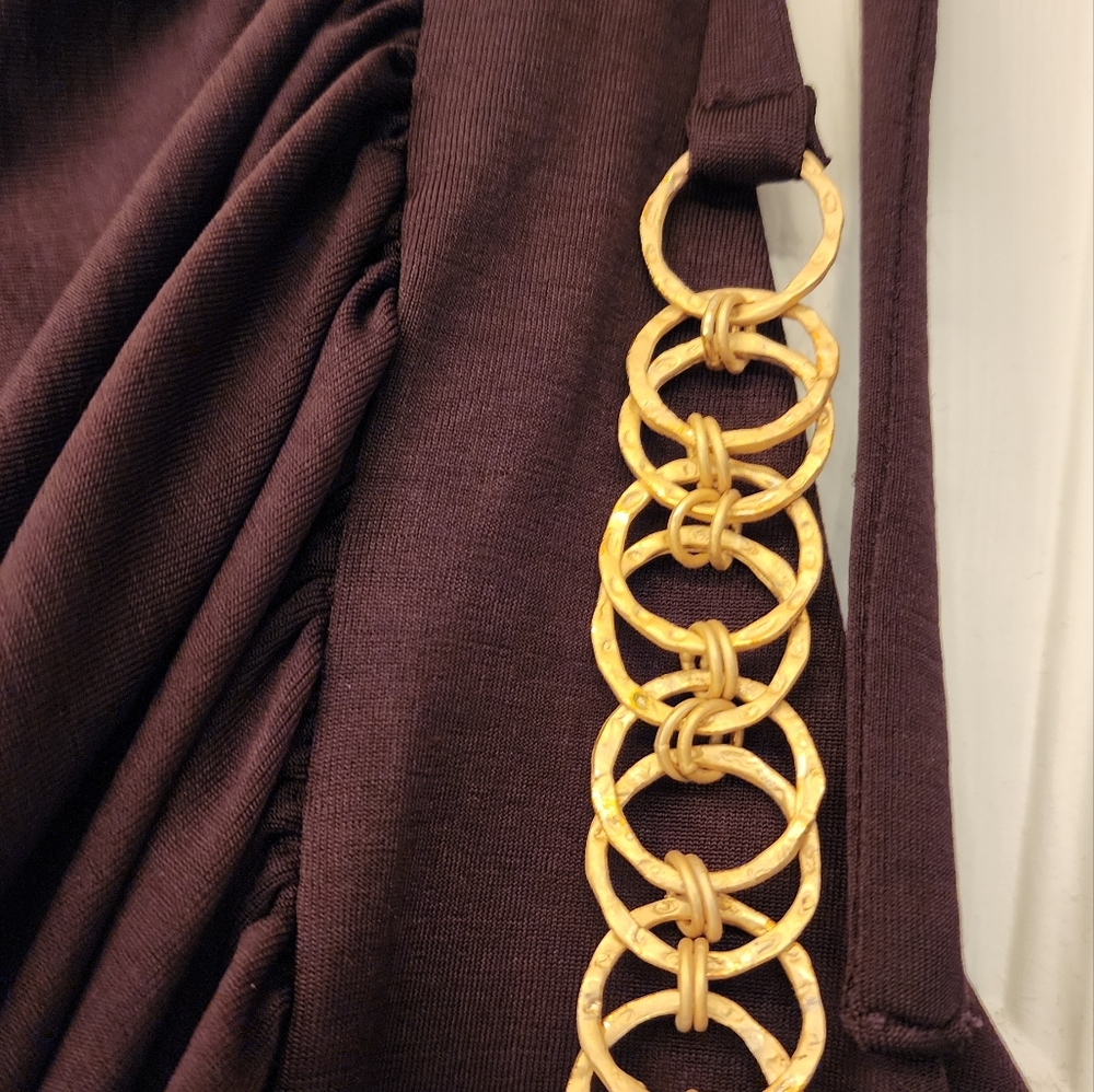 MARISA K balloon sleeve mini dress/ top w/ attached chain accent  In size Med - Picture 6 of 12